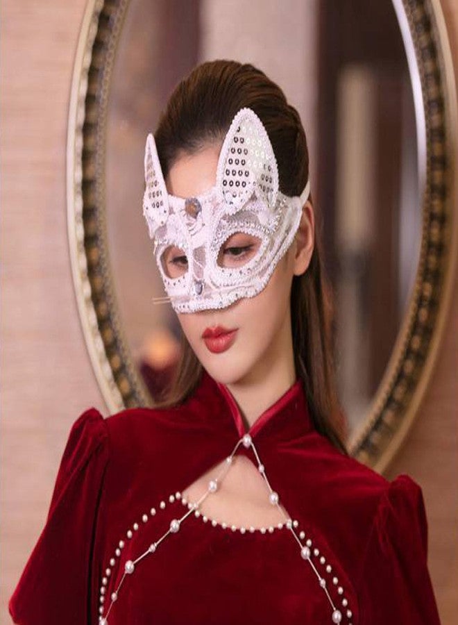 Soochat Lace Cat Masks Half Face Cat Mask Lace Masquerade Mask for Carnival Ball Party Cosplay Halloween Costume Accessories - Image 3